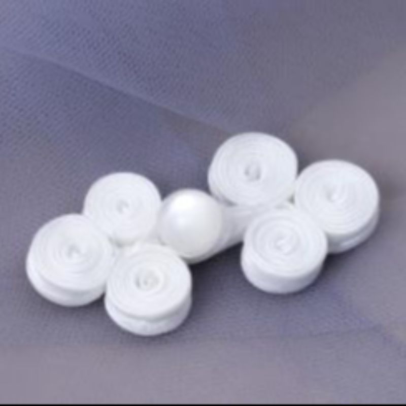 国潮 旗袍扣子中国风三轮玉珠唐装手工复古纽扣白色