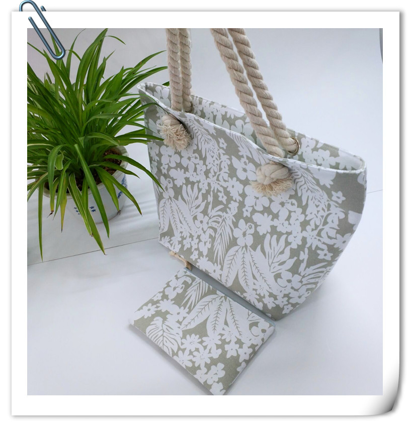 2019 new products: Canvas bags, women's bags, printed bags, Korean-style casual handbags, rope hand-held women's single-shoulder bags details Picture