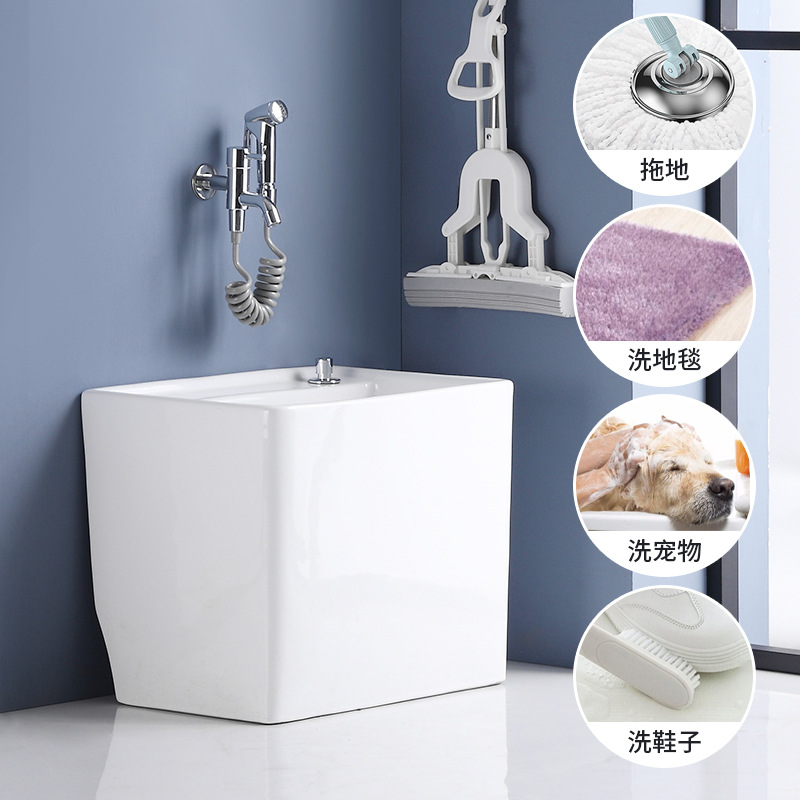 Shenzi mop sink, ceramic mop sink, balcony floor mop basin, sink, bathroom, large and small floor-standing household details Picture