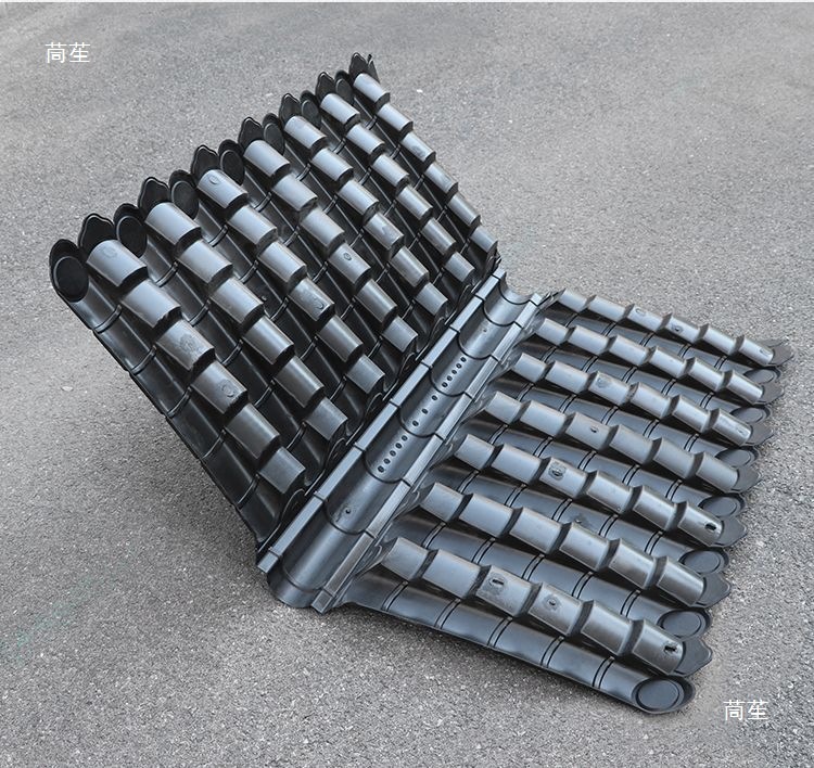 60 Double-sided integrated antique tile, PP resin tile, Chinese snack cart roof, plastic watt, large double-sided fence tile Specification drawing