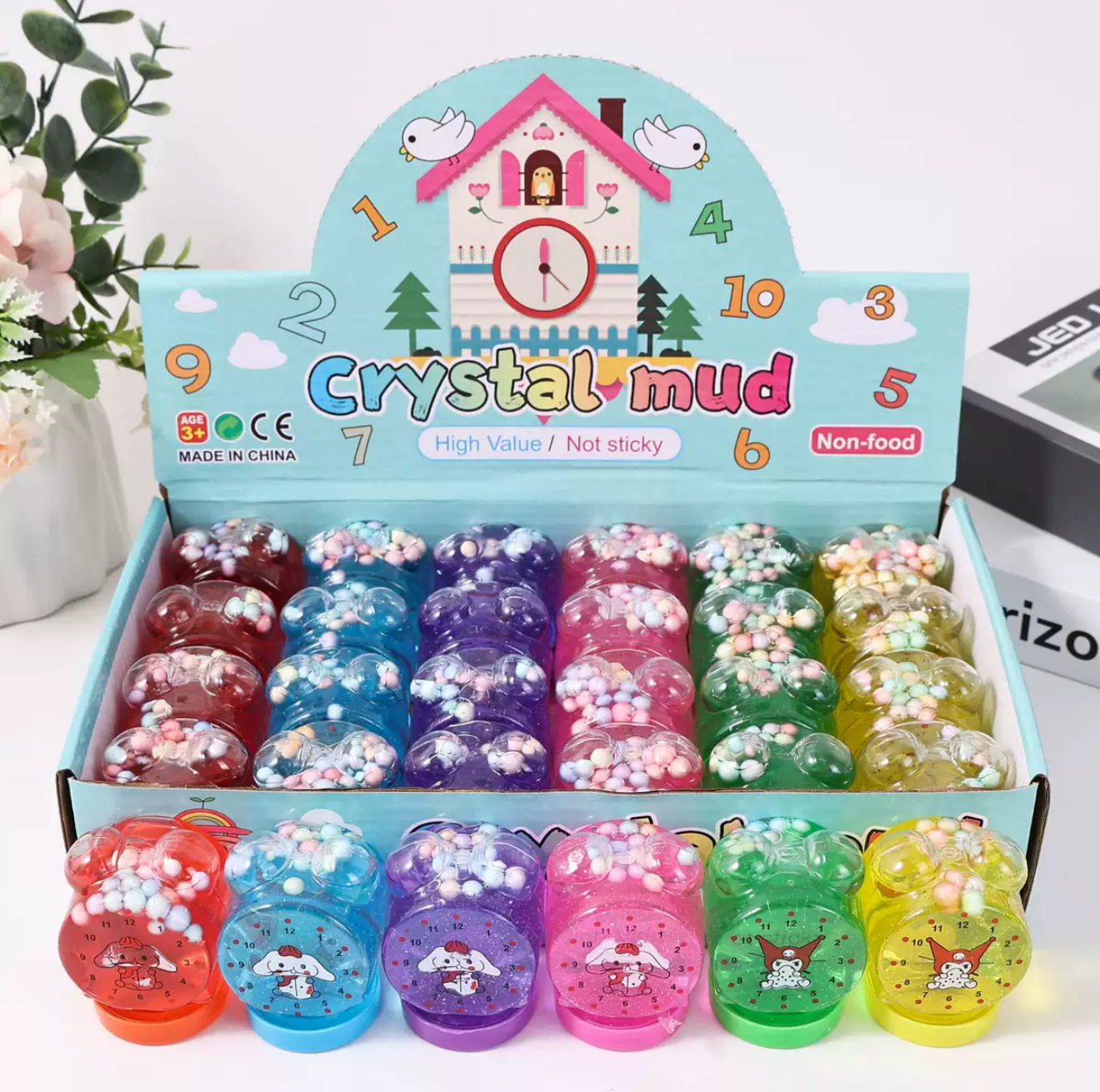 Cartoon 24-piece high-transparency slime M glue is a safe, non-toxic and non-sticky educational toy