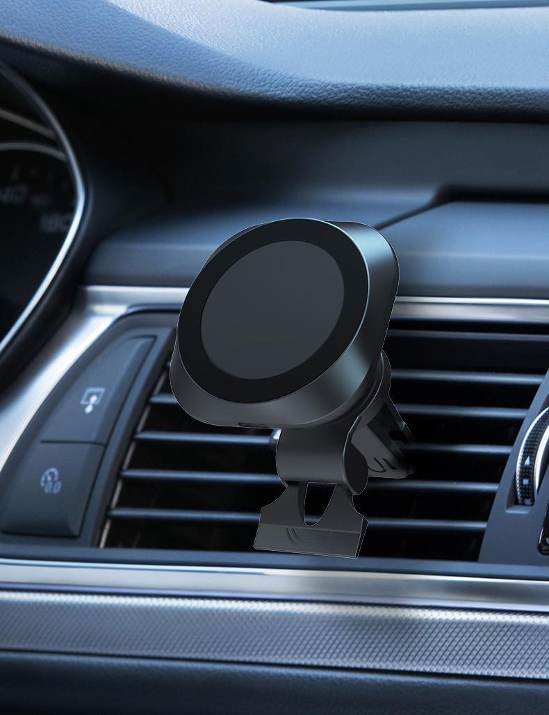 The manufacturer's private mold car magnetic wireless charger air outlet bracket is suitable for the Magsafe fast charging of Apple phones Specification drawing