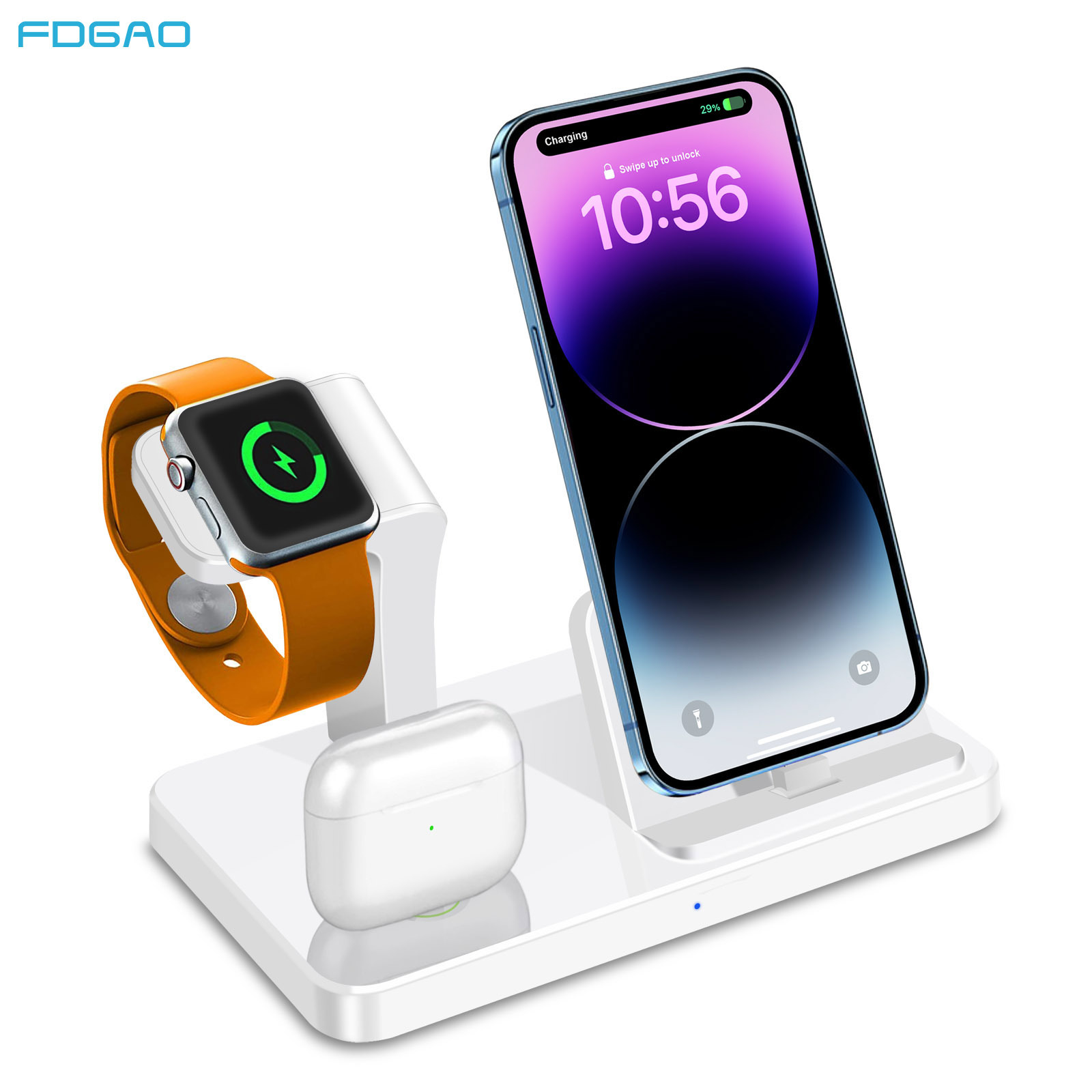FDGAO/ New vertical three-in-one charger for watch wireless direct charging is suitable for Apple 14/13 phones Application Scenario