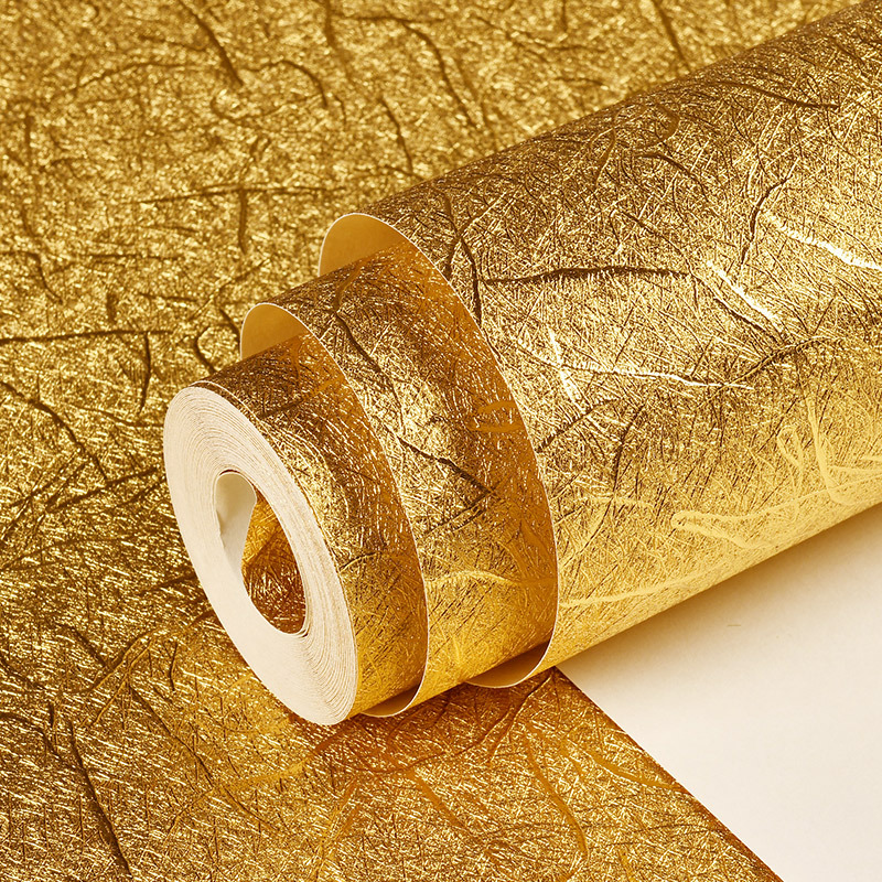 Modern and simple matte gold frosted wallpaper, gold foil ceiling, gold brushed European flower wallpaper, waterproof Item Picture