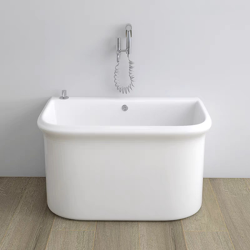 Large-sized ceramic mop basin, mop sink, countertop controlled drain, mop sink, balcony floor mop basin, Meijia Sanitary Ware 602 Application Scenario