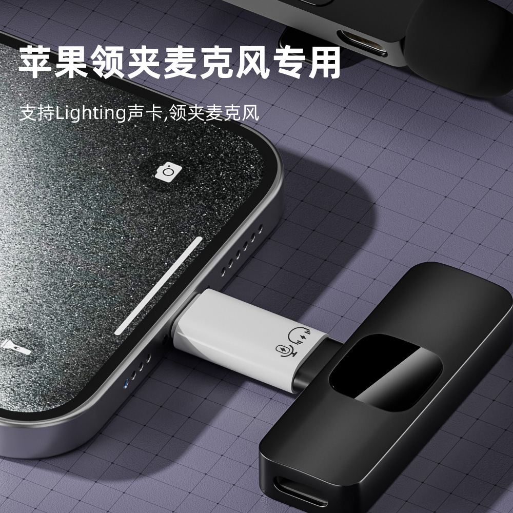 OTG adapter Type-C for iPhone 15 mobile phone to Lightning female collar clip microphone sound card converter details Picture
