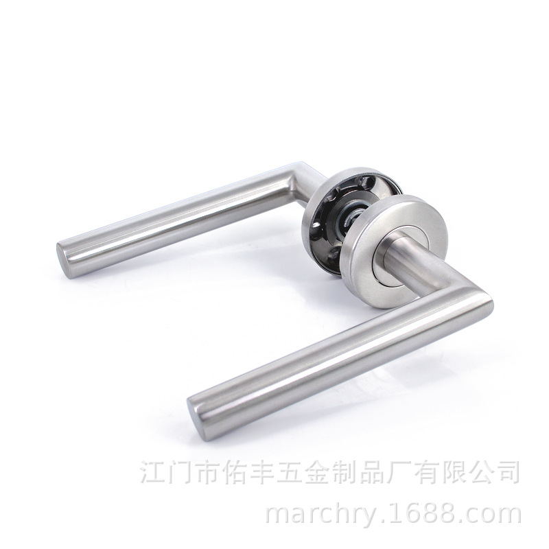 304 stainless steel round tube right-angle hollow L-shaped fireproof door handle, split wooden door handle, Jiangmen manufacturer in stock Application Scenario