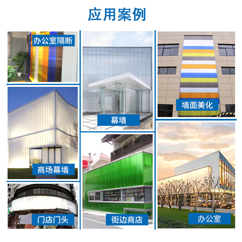 pc plug-in board, semi-transparent 50mm, curtain wall storefront advertising board, partition board, milky white decorative hollow plug-in polycarbonate sheet Application Scenario