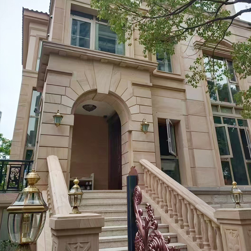 Custom-made sandstone villa exterior walls, marble background walls, washbasins, fences, stairs, and stone from the original manufacturer details Picture