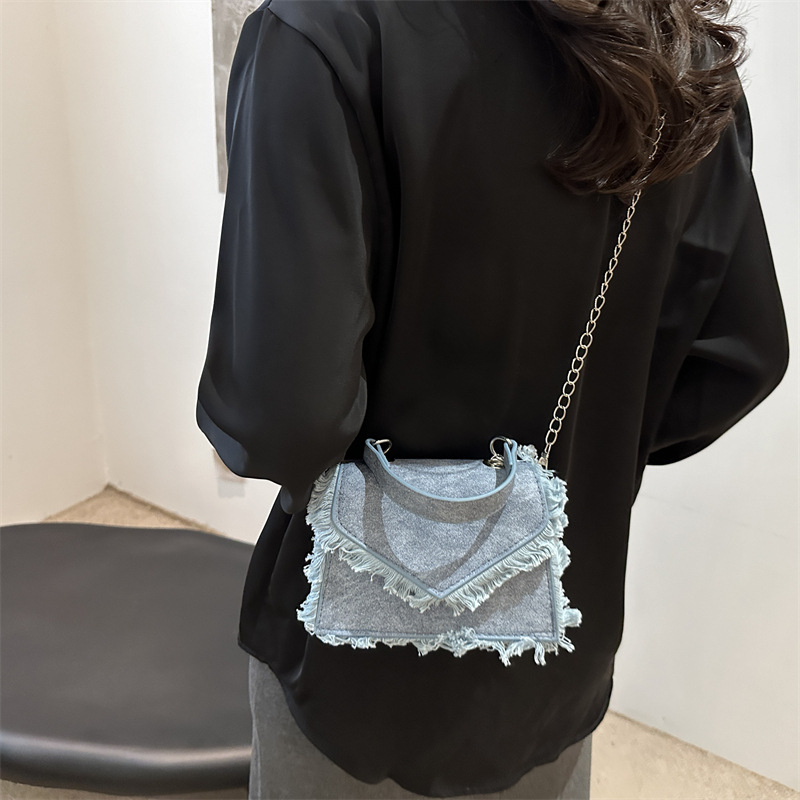 2024 Cross-border bags: Retro small bags, fringed bags, denim blue mini small bags, chain bags, handbags, crossbody bags details Picture