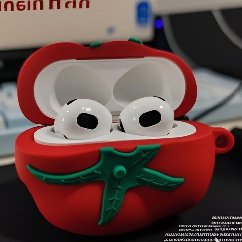 The Creative Little Tomato pro2 earphone Tomato Bluetooth Earphone case is compatible with the 4th generation AirPods protective case and the 3rd generation one details Picture