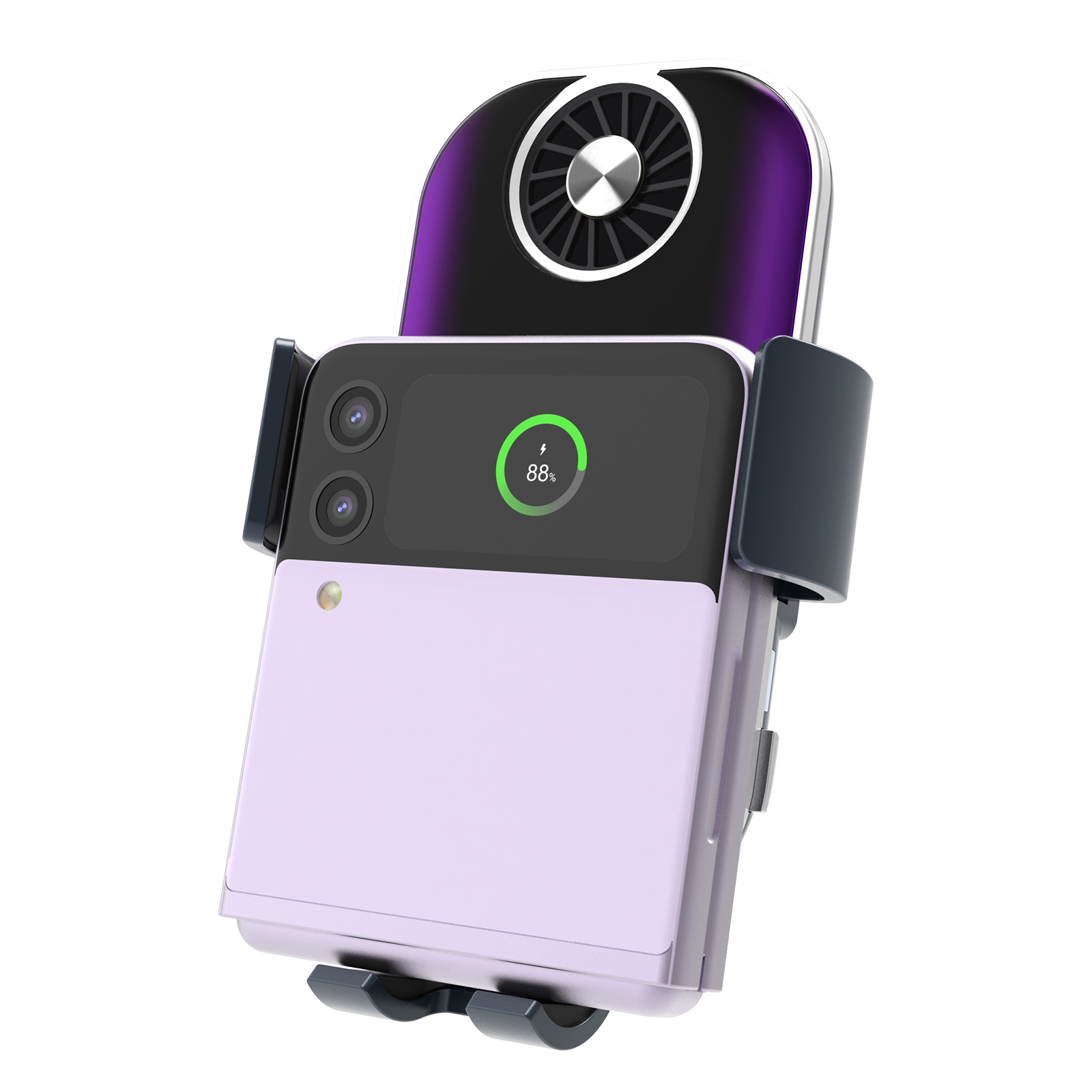 The heat dissipation car stand is compatible with the Samsung foldable Z Flip6 iphone16 wireless charger full figure