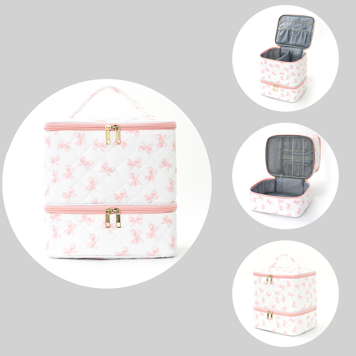 Feihong Cross-border's new nail polish makeup bag, portable large-capacity double-layer toiletries bag, high appearance level and simple storage bag full figure