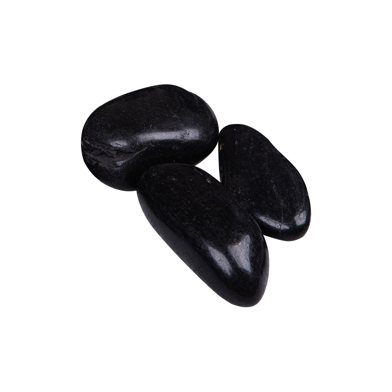 Black polished pebble garden paving, courtyard landscaping, high-gloss rain flower stones, fish tank landscape decorative stones Item Picture