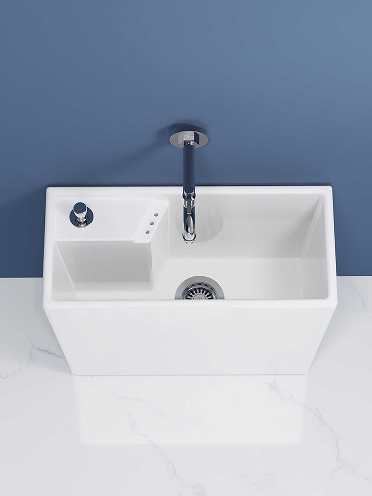 A10L Household ceramic mini mop sink, ultra-narrow balcony bathroom mop sink, small small sink Item Picture