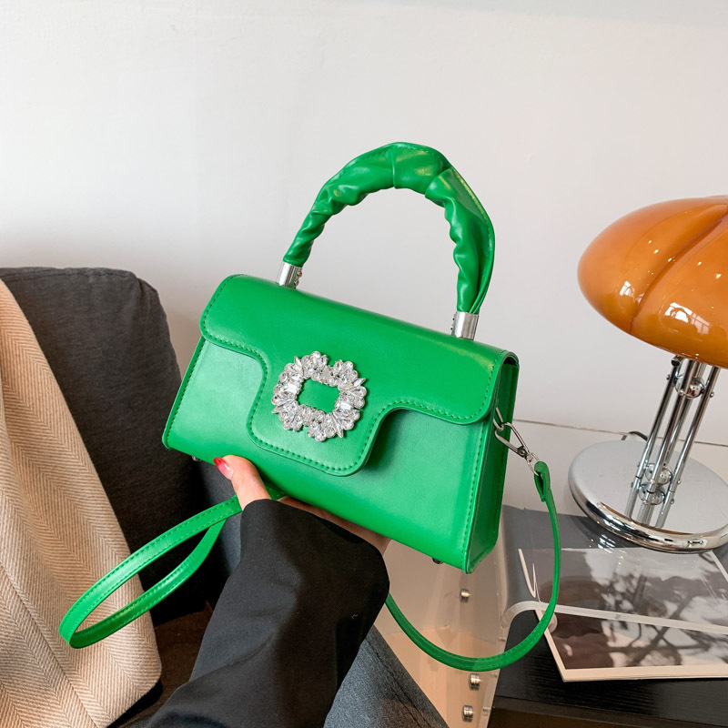 bags' new diamond-encrusted small square bag 2023 autumn new candy color handbag, stylish and high-quality single-shoulder crossbody bag Specification drawing