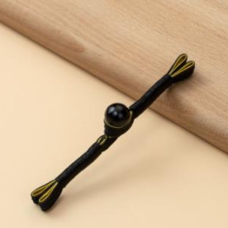 国潮 盘扣子中式燕尾绕线一字扣复古汉服唐装手工旗袍纽扣黑金