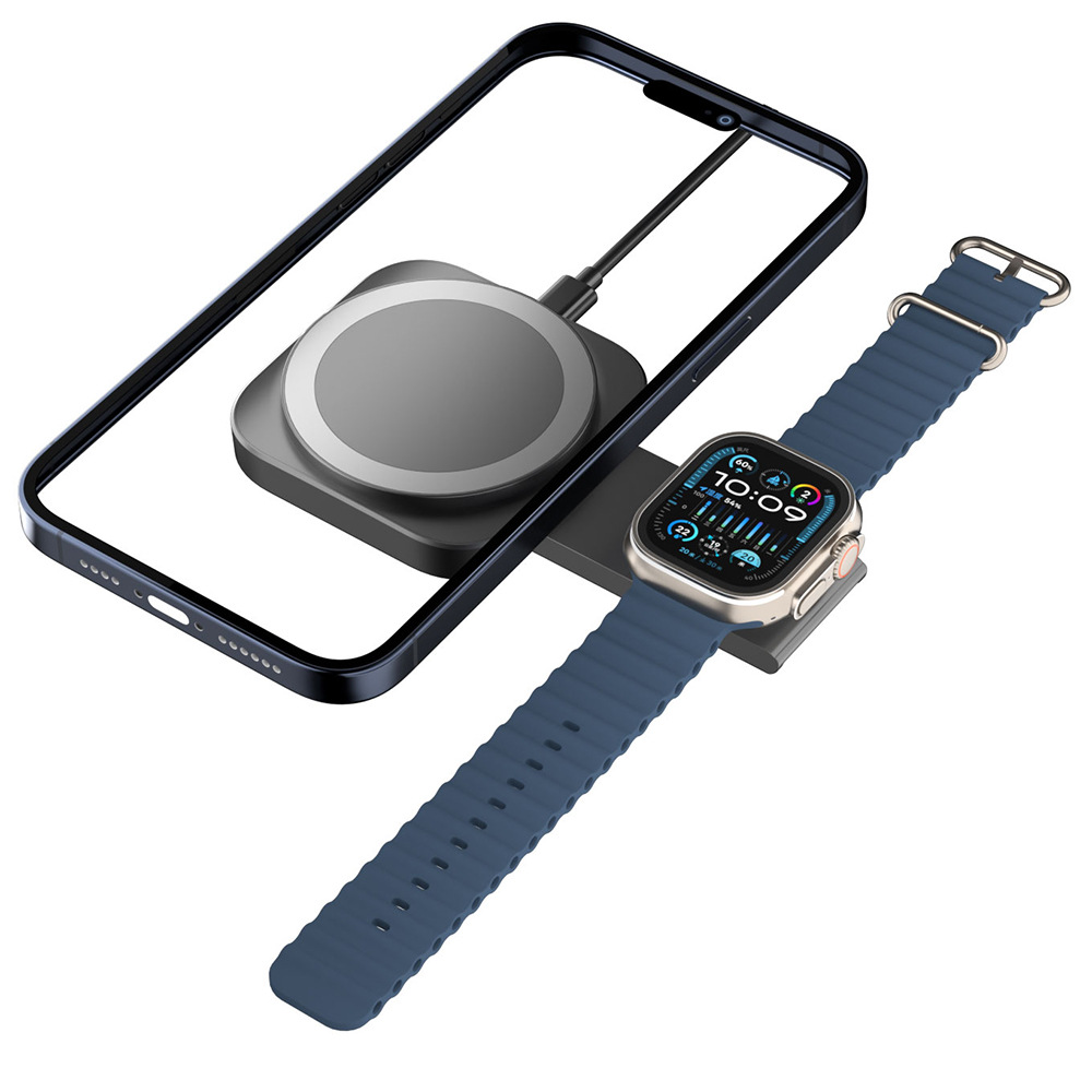 The magnetic attachment of the foldable desktop three-in-one wireless charger is suitable for the portable wireless charging stand of Apple Watch. It is fast Item Picture