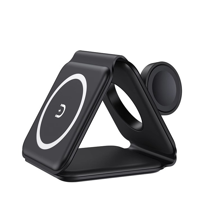 Direct sales of three-in-one magnetic wireless charger from the manufacturer. The magnetic wireless charger is foldable and suitable for Apple phones and watches Item Picture