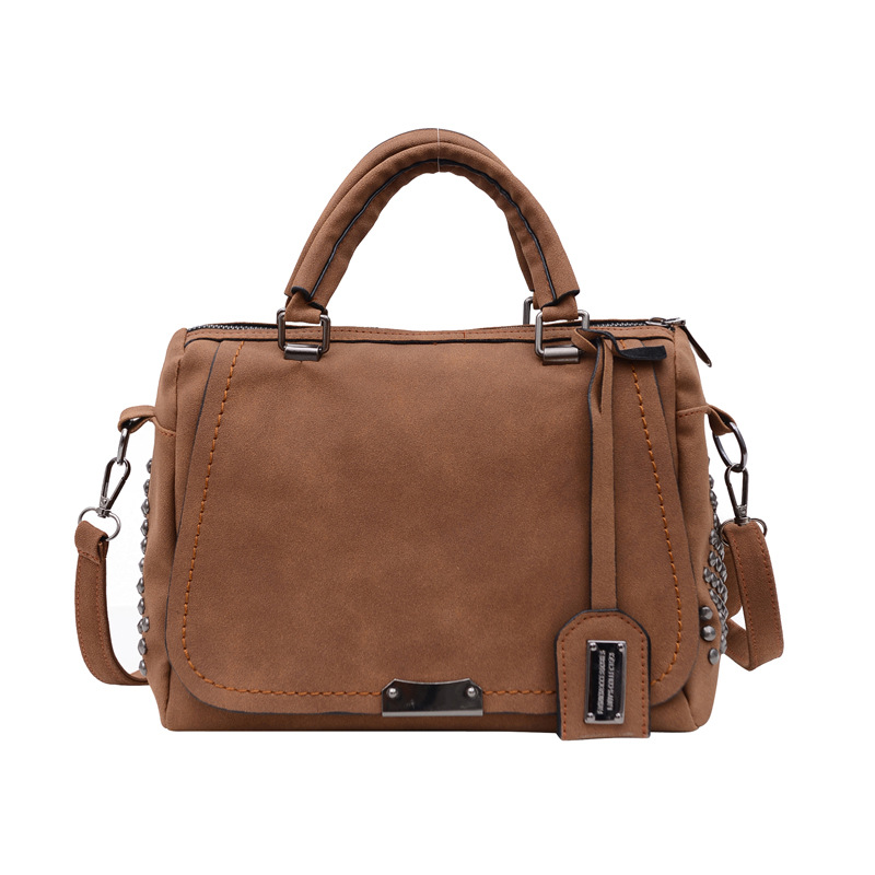 2024 New style women's bag, Korean rivet women's bag, large capacity hand-held shoulder crossbody bag, matte leather retro women's bag Item Picture