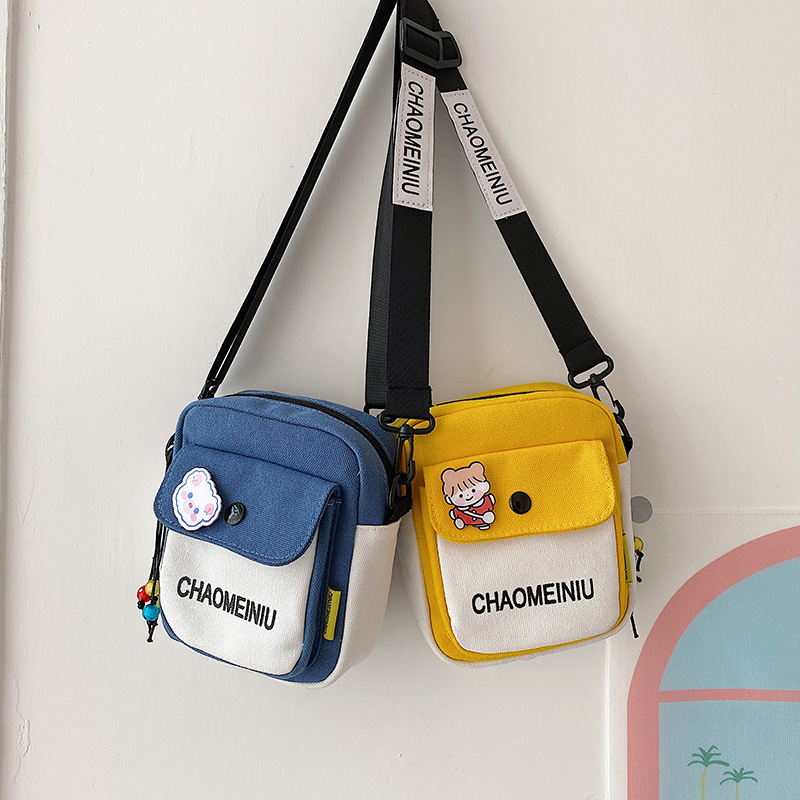 Cute little bag, women's crossbody canvas bag, 2020 new Korean style Instagram girl student single-shoulder bag, stylish and fashionable details Picture