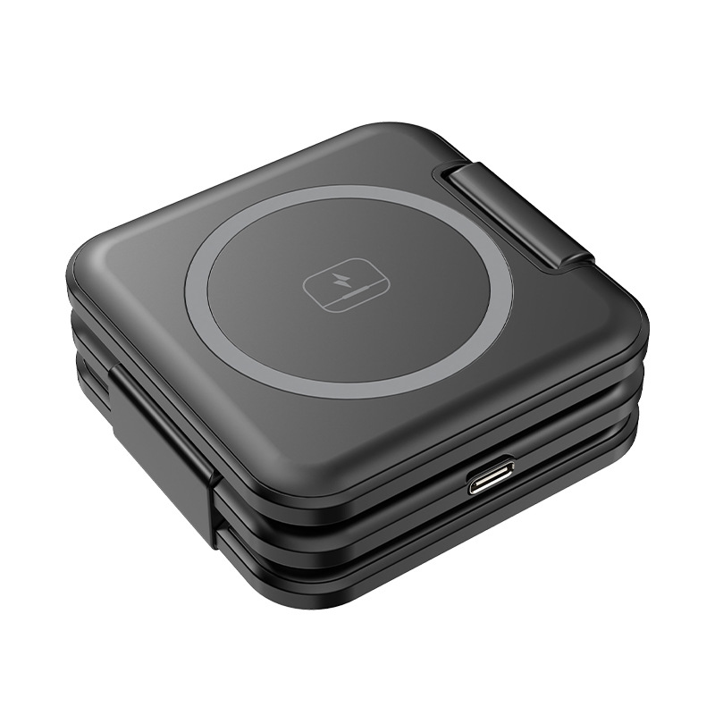 Three-in-one magnetic wireless charger, folding magsafe mobile phone charger, wireless charging stand for cross-border use Item Picture