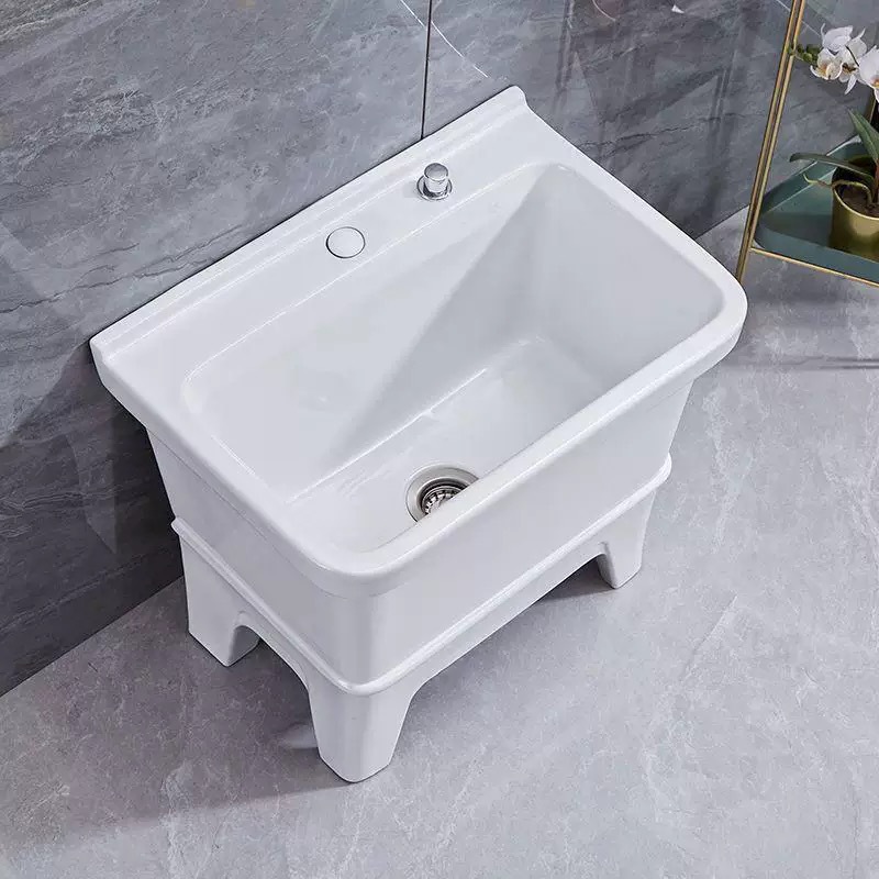 Balcony mop sink, high-legged mop sink, commercial floor-standing, household bathroom mop sink, floor basin, ceramic details Picture