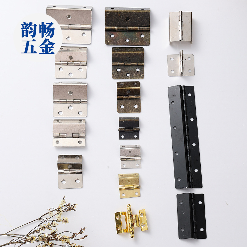 Three-fold folding wooden box gift box hinges, right-angle hinges, 5-hole hinges, packaging hardware accessories, 180-degree cabinet door hinges Specification drawing