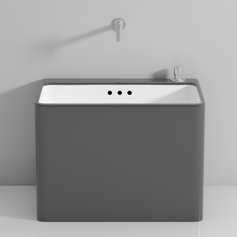 Nordic grey mop sink, home balcony bathroom, large ceramic mop sink, floor-standing small sink Application Scenario