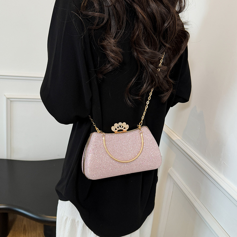 Dinner bag, chain single-shoulder crossbody bag, glittering diamond, European and American style banquet party bag, casual and fashionable cheongsam bag Specification drawing