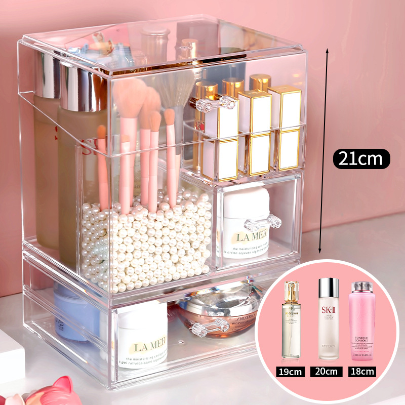 Factory direct sales cosmetics storage box, acrylic household dust-proof skin care products, dressing table desktop, large-capacity storage details Picture
