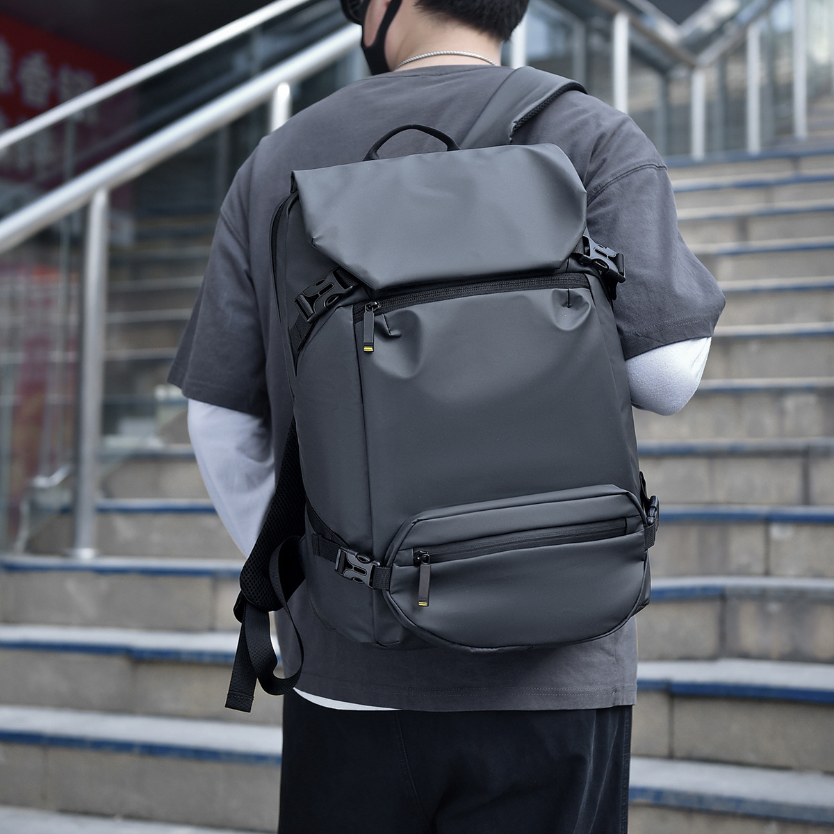 New men's backpacks, large-capacity business commuting computer bags, fashionable business trip backpacks, and student schoolbags Specification drawing