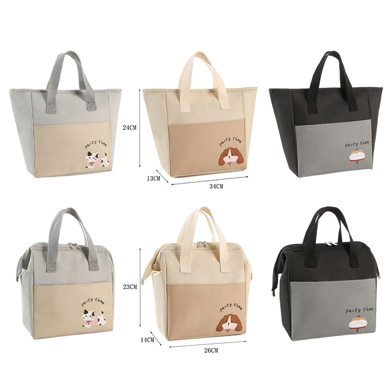 New steel wire mouth lunch box handbag, thickened aluminum foil lunch box insulated bag, student lunch box bag insulated lunch box bag Item Picture