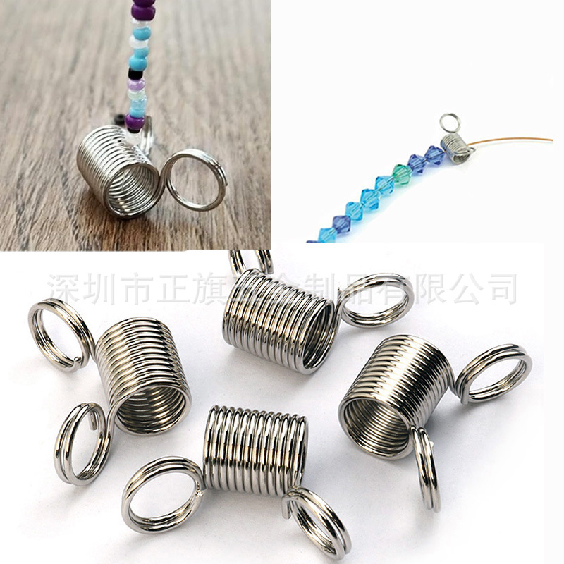 DIY jewelry bracelet bead making with wire clamping spring to prevent falling wire clamping springs full figure