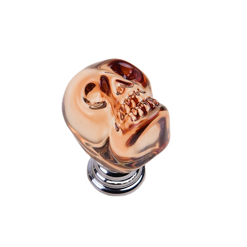 Factory exclusive supply of in-stock skull-shaped glass handles for wardrobes, drawers, cabinets, American-style colored crystal furniture hardware handles Item Picture