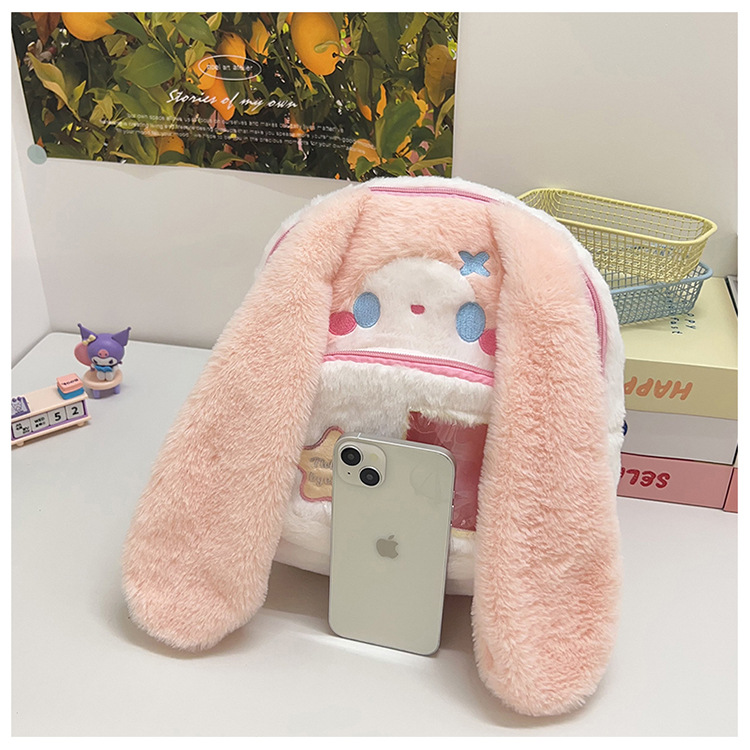 2024 New Korean version cute and versatile velvet large-capacity girlish backpack, cartoonish casual student backpack Application Scenario