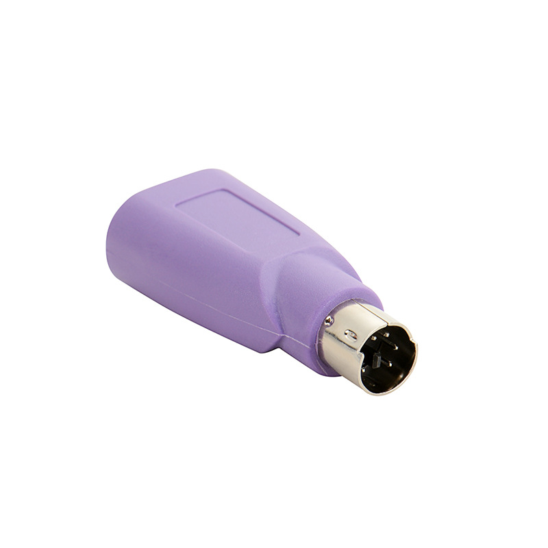 Purple ps2 male round head mouse and keyboard interface converter adapter, PS2 male to USB female conversion plug Item Picture