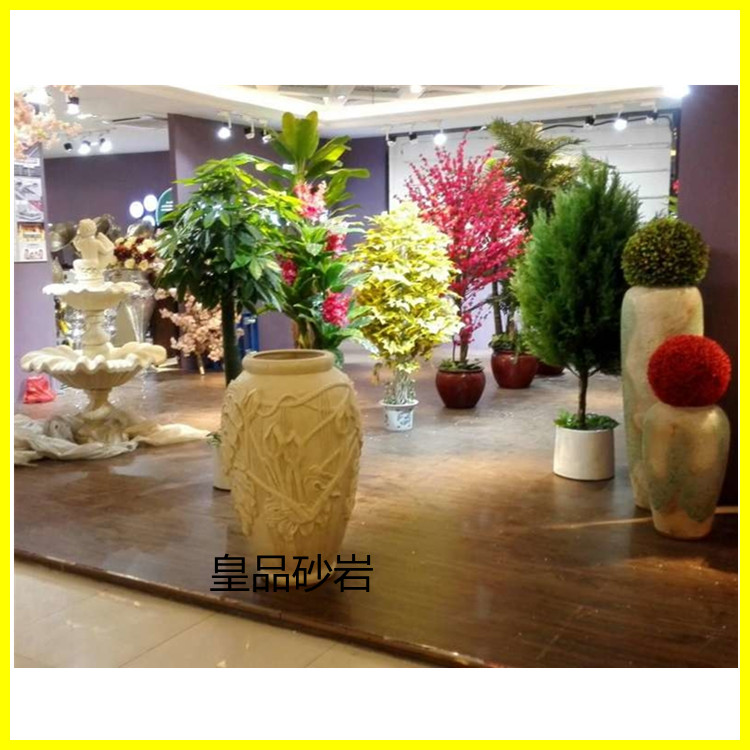 j8 Factory direct sale sandstone decorative community fiberglass flower pot sculpture Park garden landscape art flower bowl g3 Application Scenario