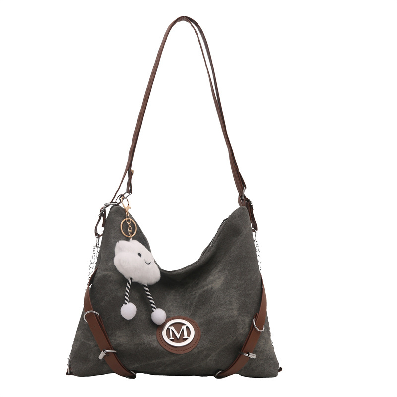 A new large-capacity casual commuting bag for women in the autumn and winter of 2024, featuring a contrasting color backpack and a single-shoulder crossbody tote bag Item Picture