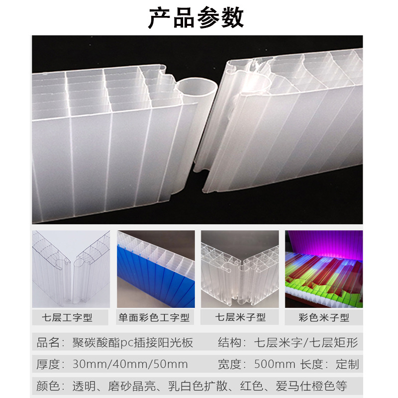 pc plug-in board, semi-transparent 50mm, curtain wall storefront advertising board, partition board, milky white decorative hollow plug-in polycarbonate sheet details Picture