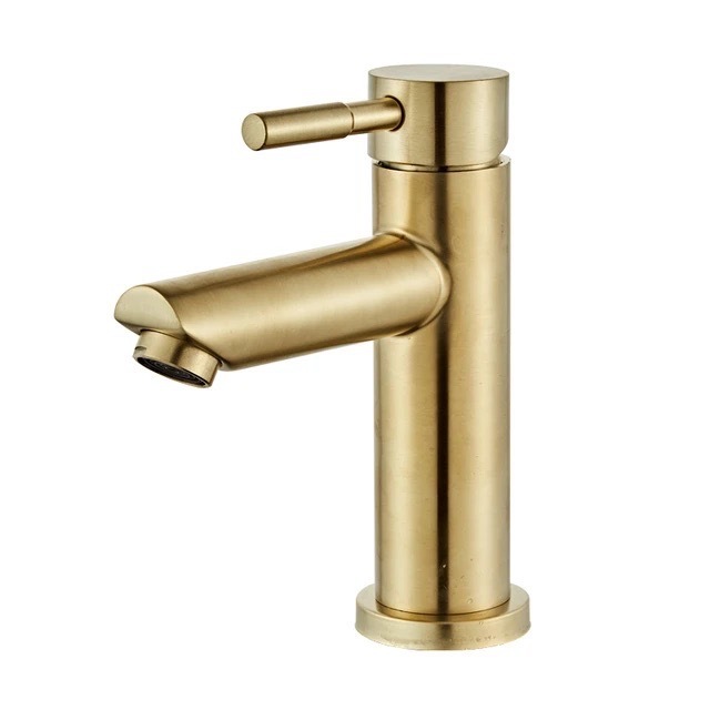 Stainless steel washbasin faucet, brushed gold, simple and luxurious bathroom washbasin, cold and hot water faucet Application Scenario