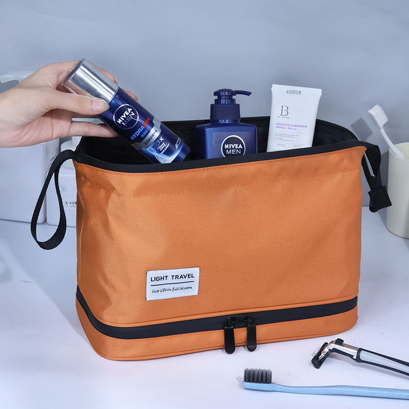 Dry-wet separation men's toiletry bag, portable makeup product storage bag for business trips and travels, high appearance level makeup bag details Picture