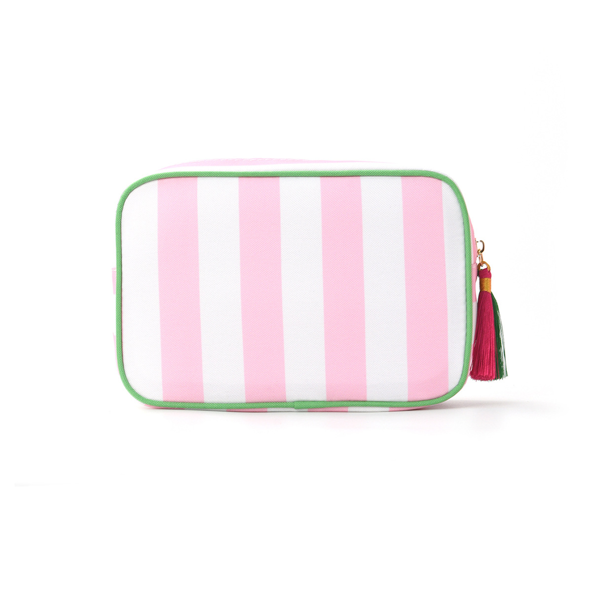 etsy in-stock embroidered custom striped tassel cosmetic bags, cross-border portable toiletry bags, waterproof travel storage bags Item Picture