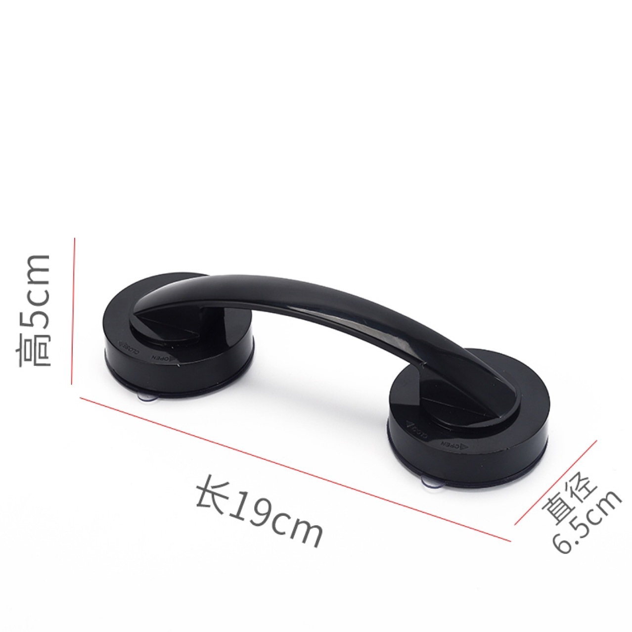 Suction cup door handle, bathroom door handle, sliding door handle, glass door handle, high suction force handrail Specification drawing