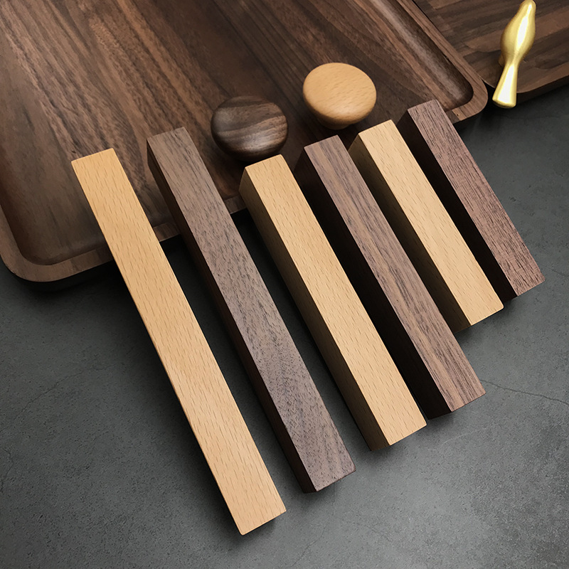 Nordic solid wood handles for cabinet and wardrobe doors, small handles, modern and simple wooden cabinet doors and drawer doors, wooden handles full figure