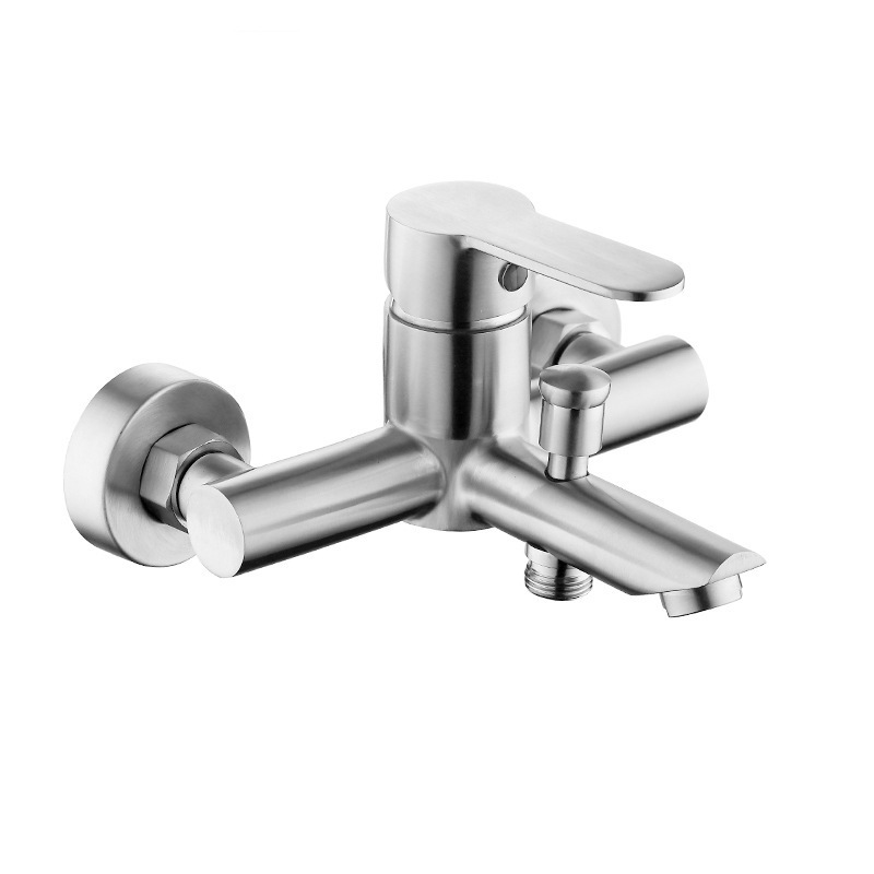 304 stainless steel shower faucet, Mingzhu Emperor three-in-one bathtub faucet, cold and hot mixed water valve, brushed bath valve Item Picture