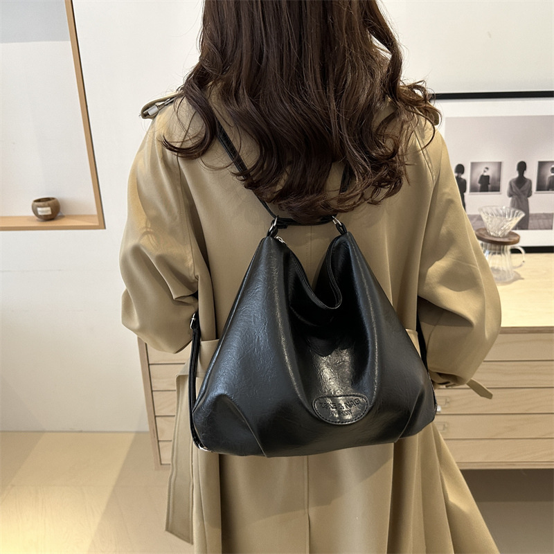 Popular casual 2024 retro new large-capacity commuting solid color trendy multi-functional backpack single-shoulder tote women's bag Specification drawing