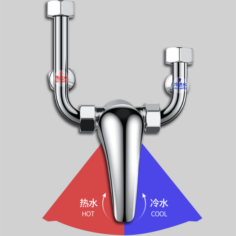 Household electric water heater mixing valve, universal type shower faucet, exposed U-shaped hot and cold water switch, cross-border shower head Specification drawing