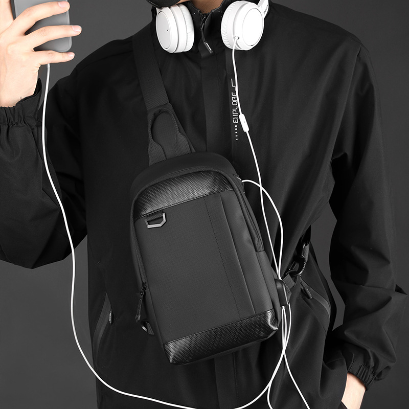 WEPOWER's new men's chest bag, crossbody bag, casual single-shoulder bag, crossbody backpack, multi-functional waterproof cycling backpack details Picture