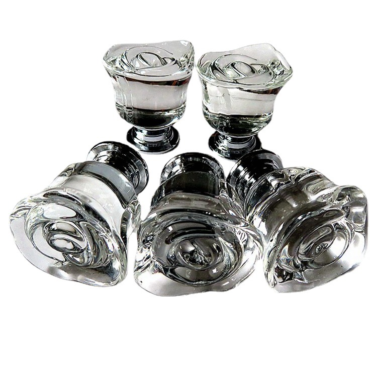 Crystal glass rose gold handles for bedside drawers, furniture cabinet door handles, colored shower room doors, flower bud handles are now available Item Picture